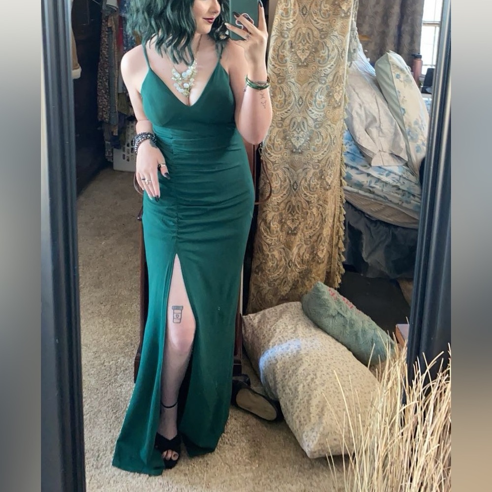 Green formal long dress